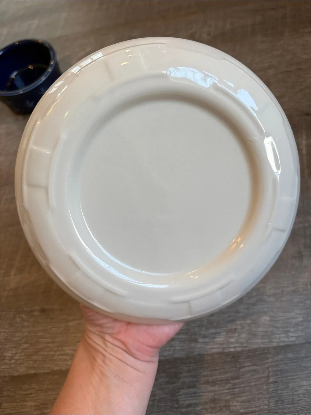 Longaberger Pottery Paprika Lunch Plate Ivory Trivet Blue Star Bowl